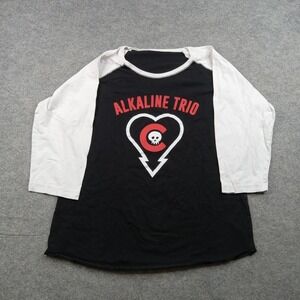 Alkaline Trio Shirt Mens Large Black White 3/4 Sleeve Raglan Band Graphic Tee